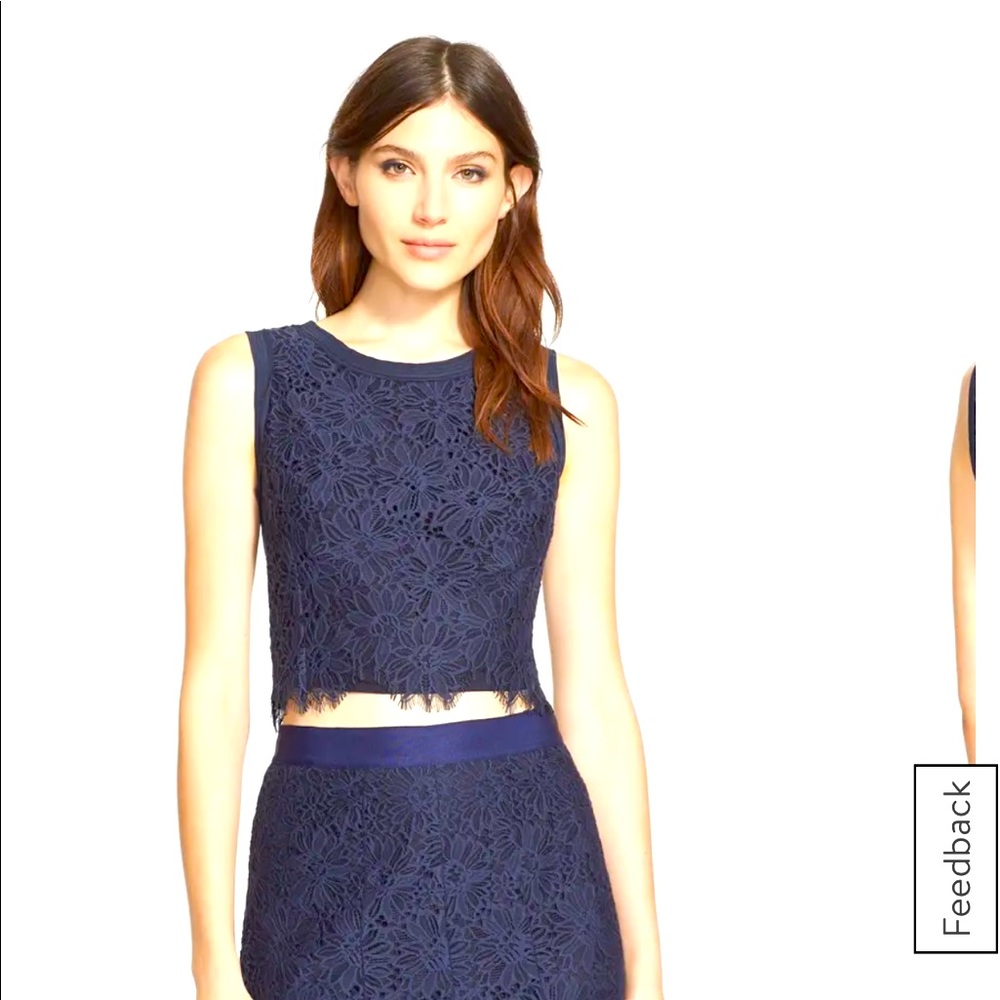 Rebecca Taylor blue lace crop top & skirt dress